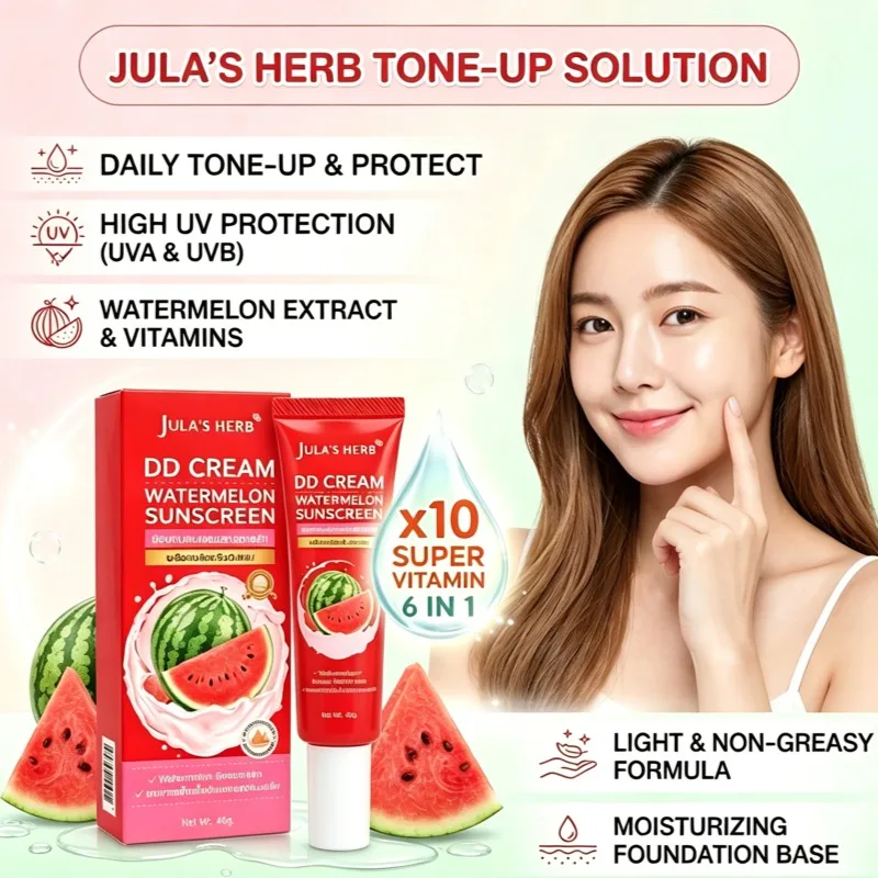 Watermelon DD Sunscreen SPF50 Whitening Brightening Cream Reduce Freckles Blemishes Dark Spots Sunblock Smooth Skin