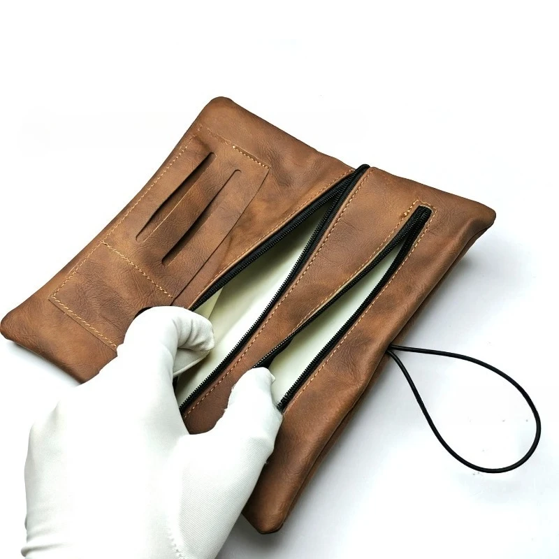 Rope-Style Folding Portable Storage Bag:Hand-Rolled Foreskin with PU Imitation Leather Surface Multi-Functional Tobacco Bag