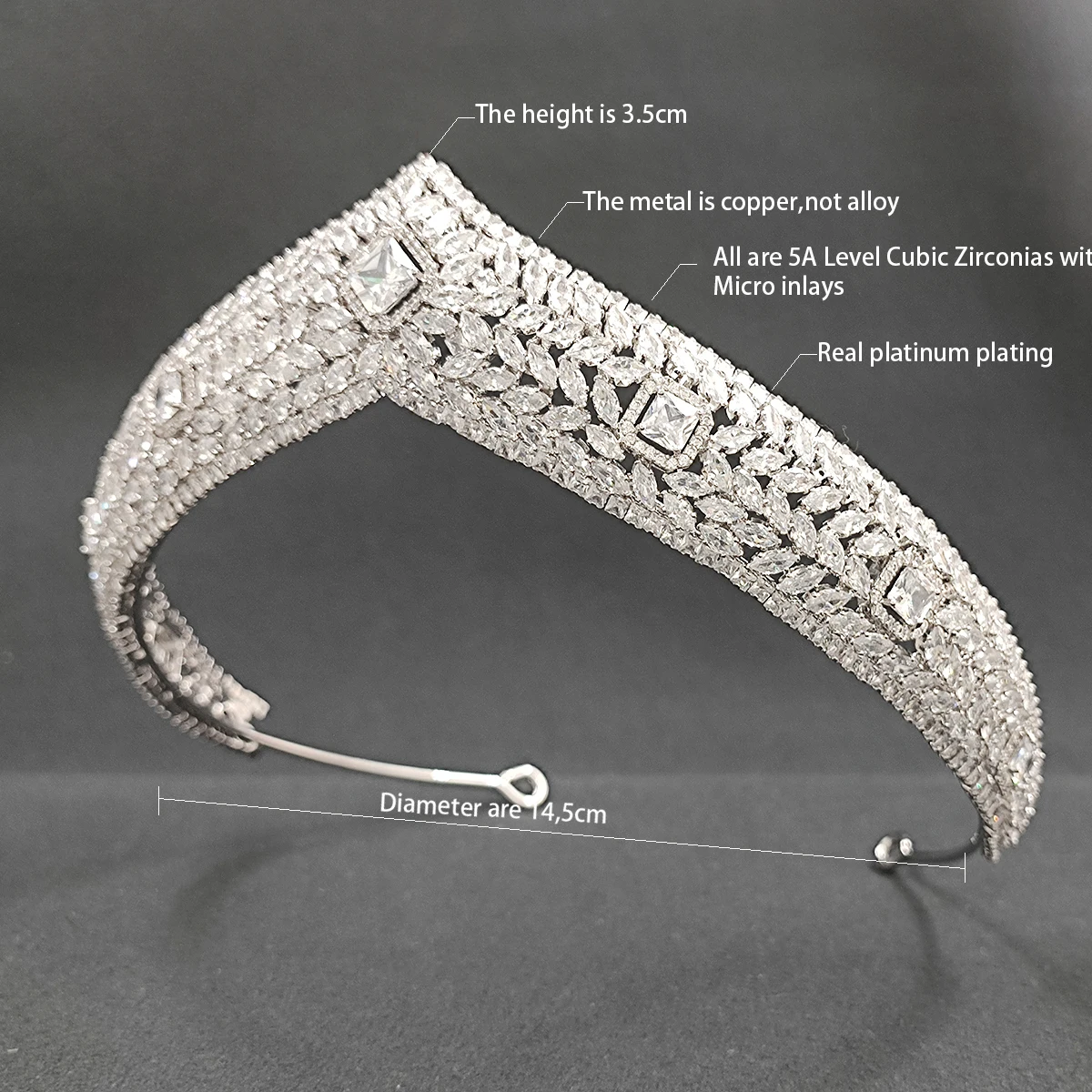 SEPBRIDALS Full 5A Zirconia Classic Wedding Tiara,Crystal Bride Tiaras for Bride,Prom,Party Head Accessories FK93750