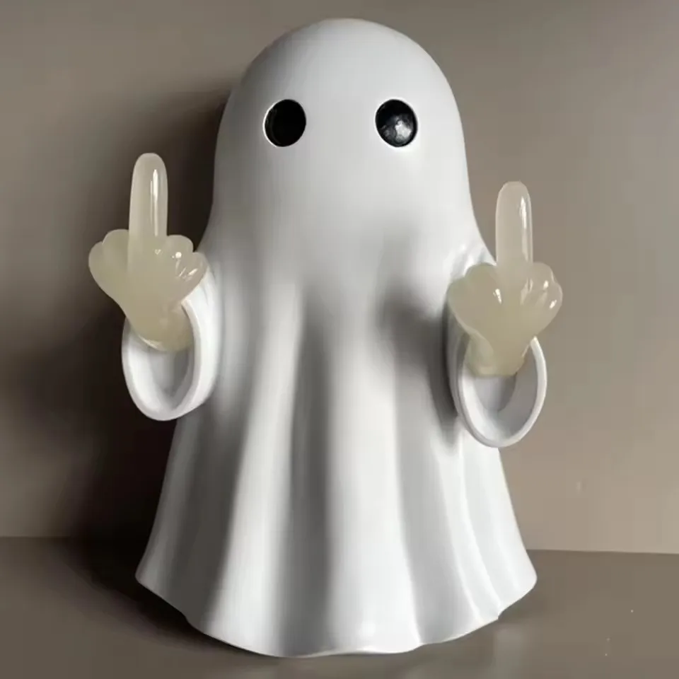 

Halloween Ghost Night Light Cute Resin Figurine Wall Sculpture for Home Party Living Room Entrance Decor Halloween Gift
