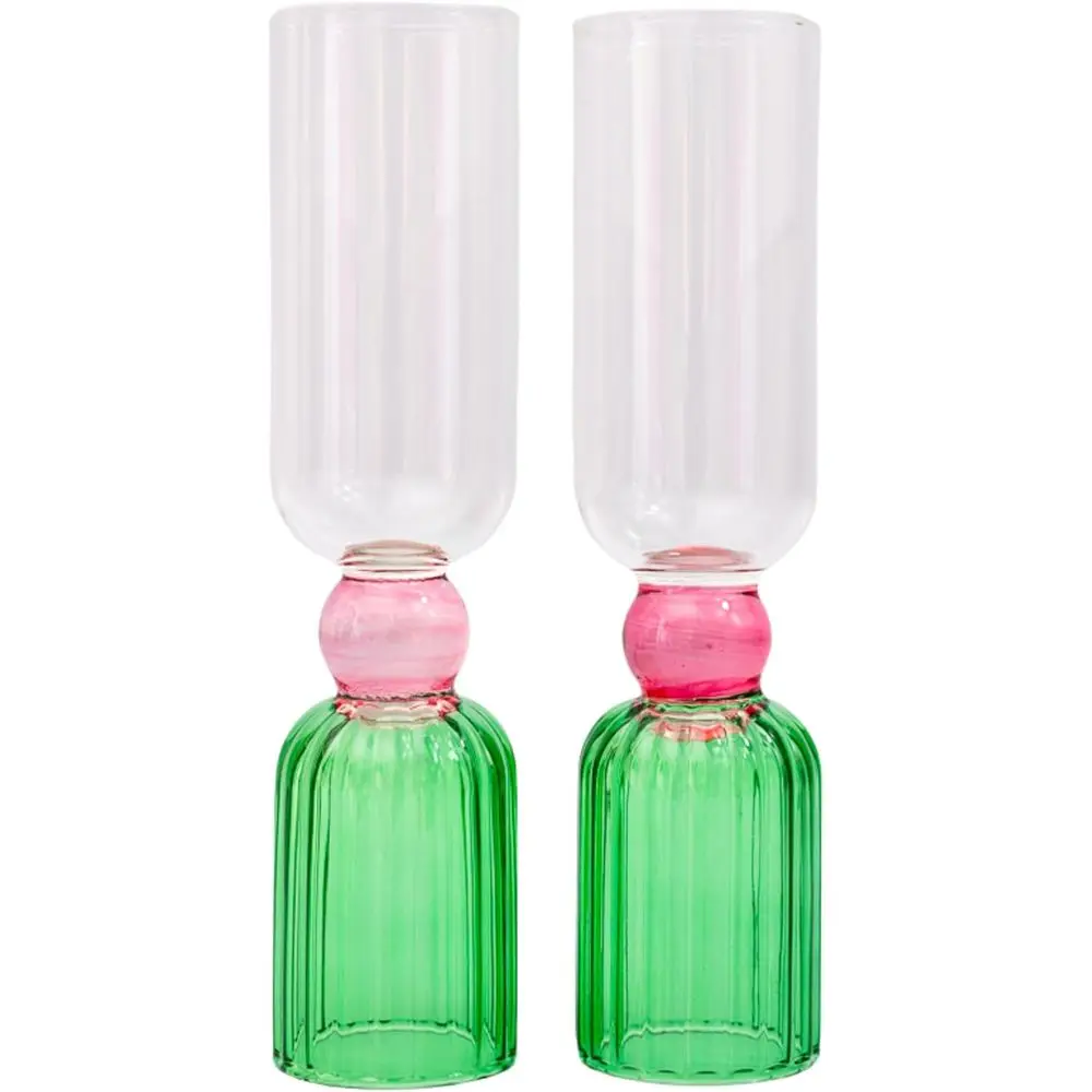 

2 Pack, 6.6oz Cute Cocktail Glasses, Unique Wine & Champagne Glasses, Aesthetic Glassware for Bar Cart (Green)