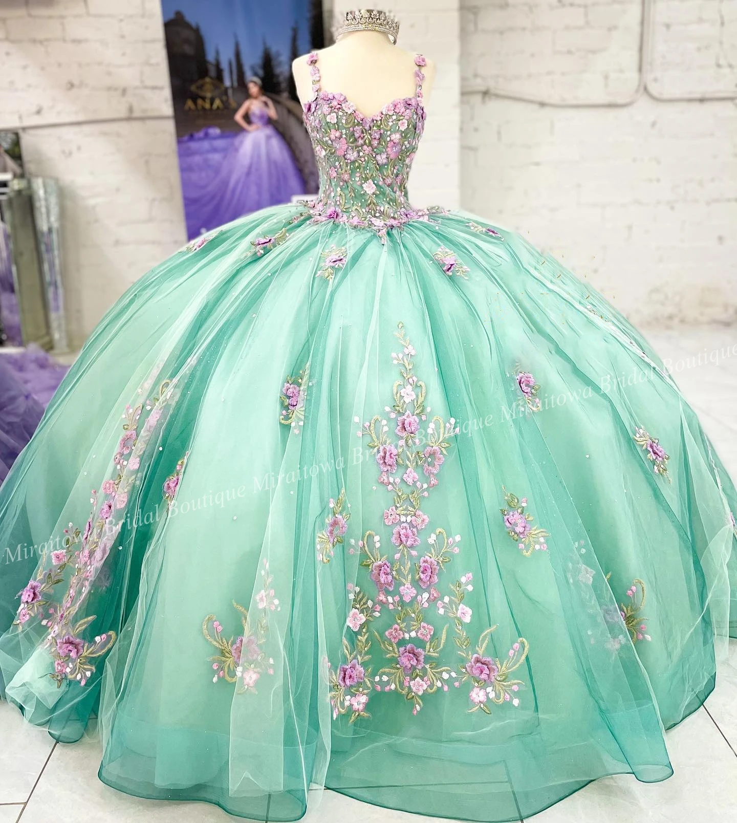 Sage Garden Quinceanera Dress 2023 Floral Embroidery Lace Charro Mexican Quince Sweet 15/16 Birthday Party Gown for 15th Girl