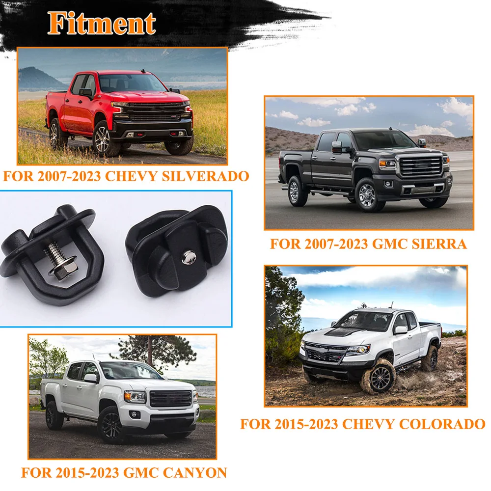 Cargo Anchor Truck Pickup Tie Down Bed Side Wall Anchors for Chevrolet GMC Sierra Canyon Silverado Colorado 2007-2023