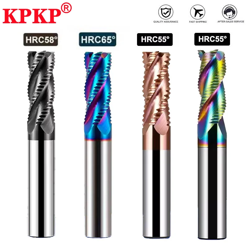 HRC55HRC65/3/4 slot tungsten carbide nano coating wave edge rough machining milling cutter milling cutter CNC machining vertical