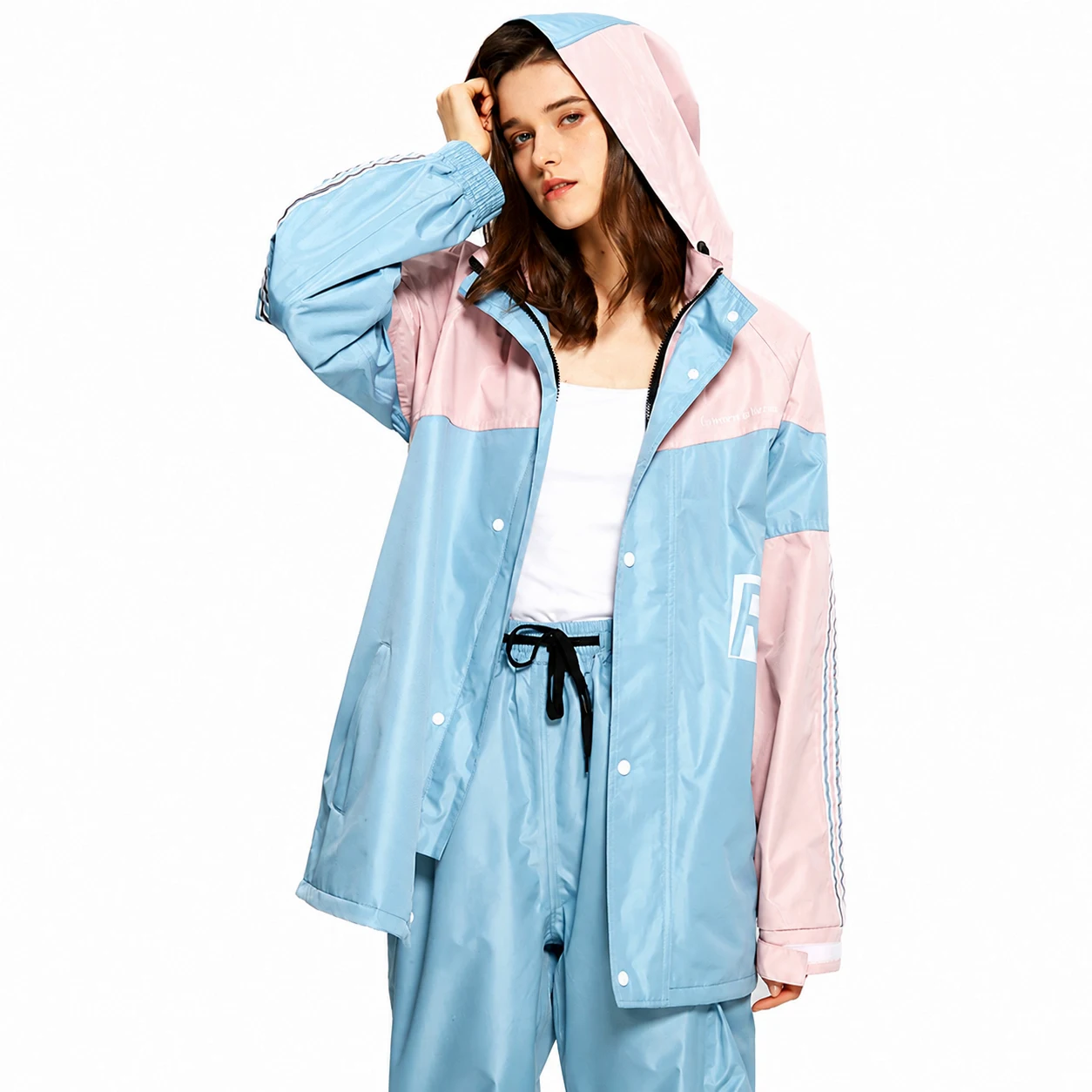 Unisex Rain Suit 2-Piece Waterproof Reflective Safety Rain Jacket & Pants for Cycling Fishing Outdoor Jobs