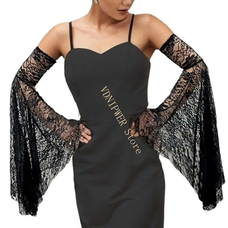 Mangas populares braço flor renda com elegante detalhamento cobertura braço alargada para vestido noiva e d08e