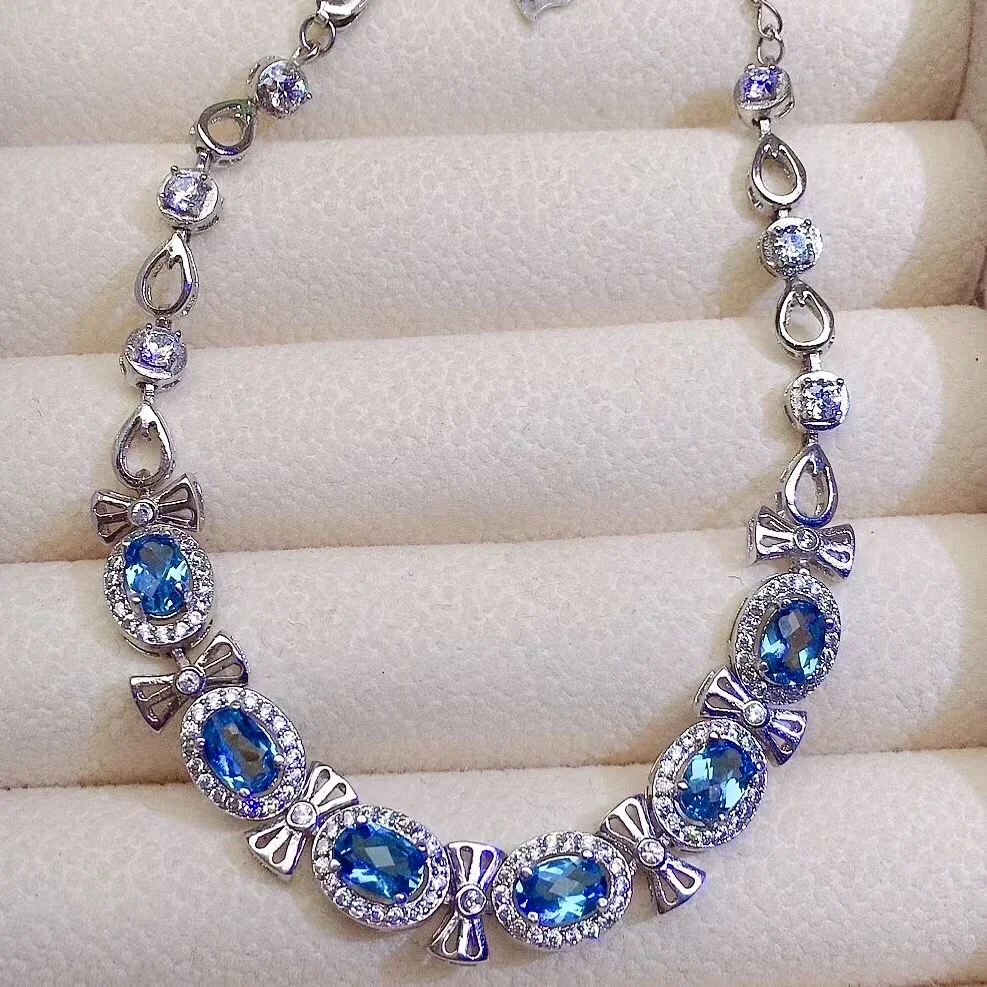 

Модный серебряный браслет с топазом для вечеринки, 4 мм * 6 мм, браслет из натурального топаза класса VVS, твердое серебро 925 пробы, ювелирные изделия с топазом