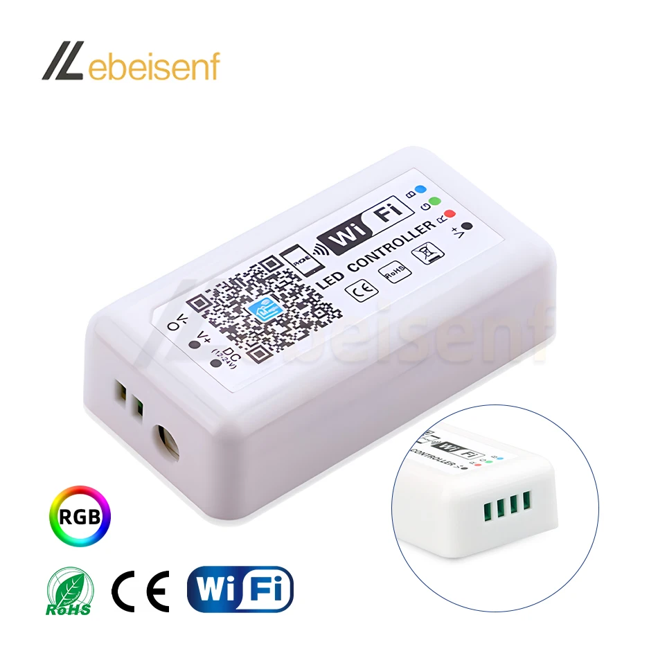 

Контроллер RGB 12В 24В DC 12А с Wi-Fi, ШИМ-диммер, управление через смарт-приложение, для светодиодных лент 5054 5050 2835 3014, модуль диммирования для цветных светодиодных лент и ламп