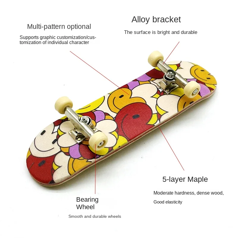 Finger Skateboard Maple Double Rocker Professional Bearing   Fingertip Skateboard Creative Children's Toy Gift Palm Skateboard