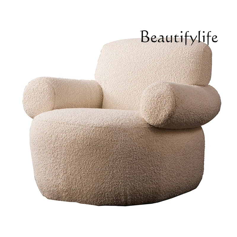 O Wabi Italian Minimalist Sofa, White Flannel Single Sofa, Modern Creative Leisure Chair Living Room Home