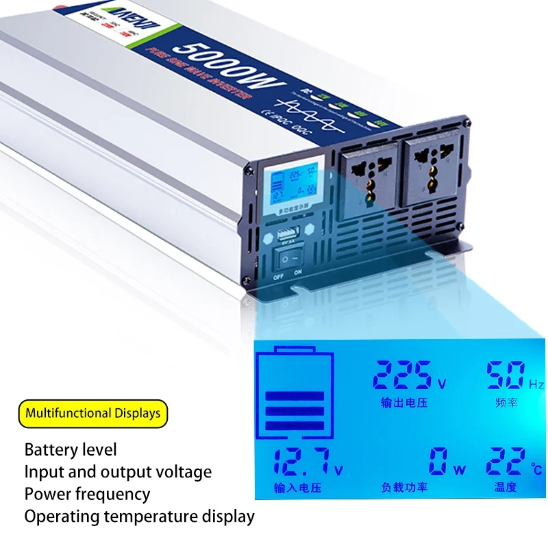 8000W Pure Sine Wave Inverter DC 4000W 12V 24V 48V AC 220Vac Power 5000W Car Inverter Converte with LED Display