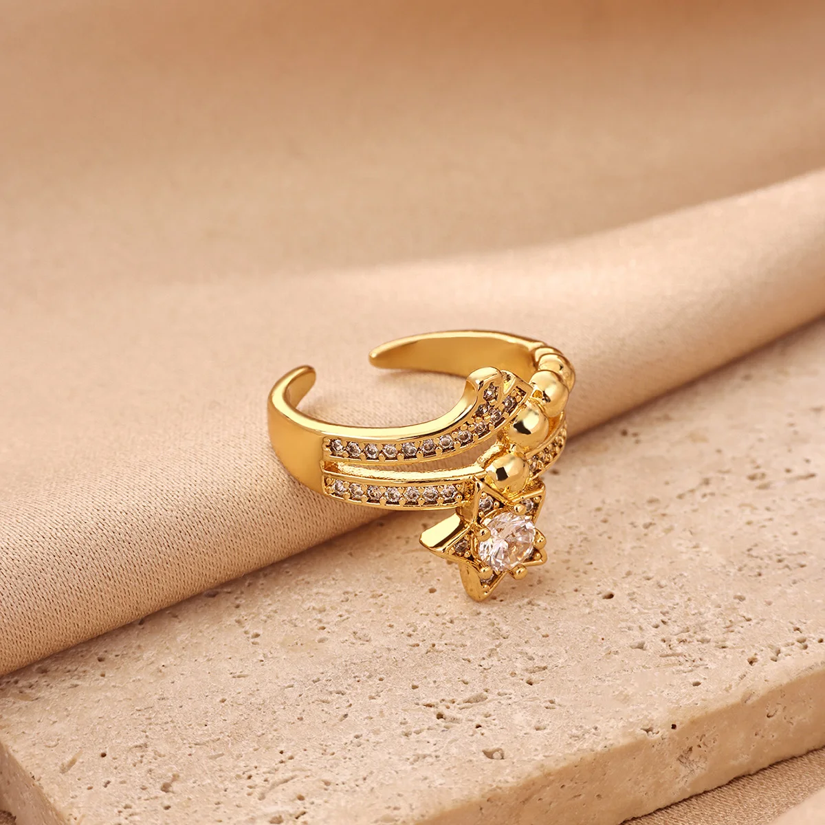 Classic Start Women's Rings 18K Gold Color Sparkling Design Jewelry Ring Gift Free Shipping Y2K