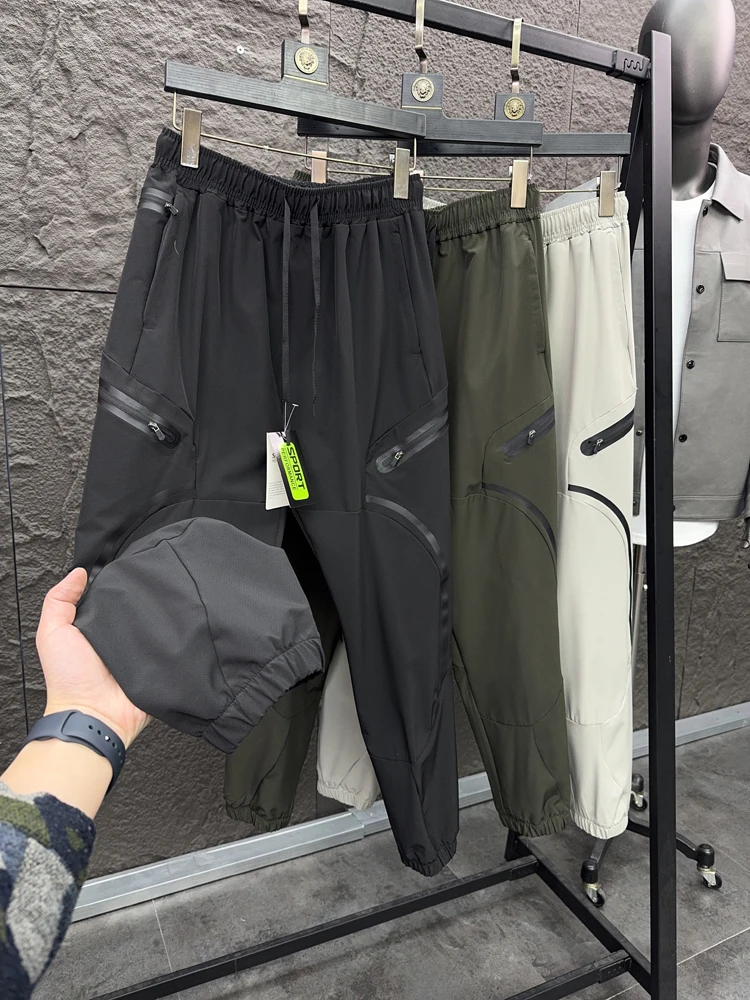 

Мужские модные однотонные весенние дышащие брюки-карго с манжетами, укороченные, повседневные, с функцией 3D-эффекта SVIP