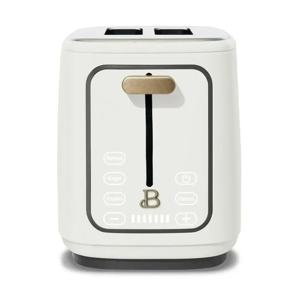 Modern 2-Slice Toaster Touch-Activated Display 7 Browning Levels Wide Slots 900W Power White Finish