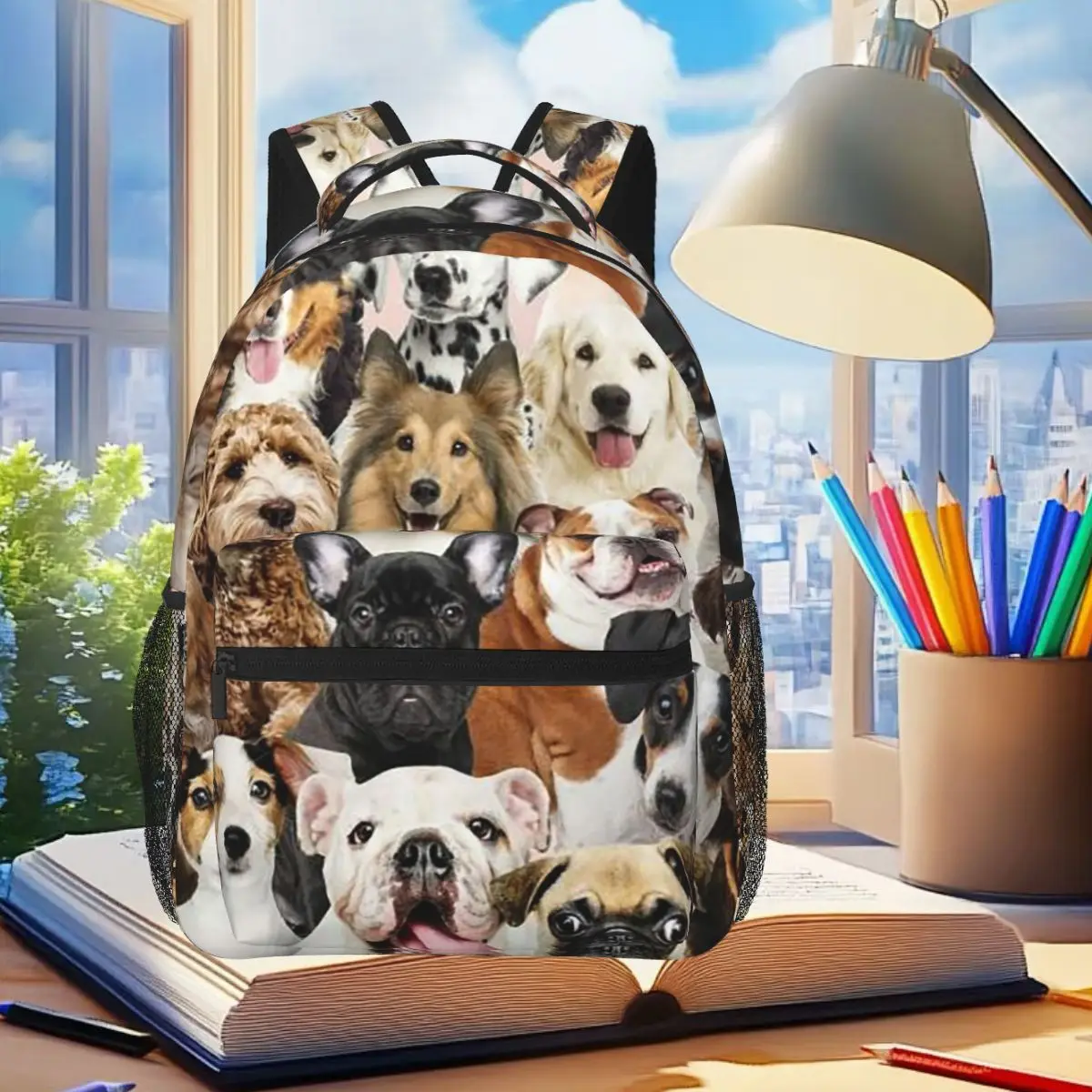 

Various Small Dog Patterns Backpack Student Boys Girls BookBag Kids School Bag Computer Shoulder Bags for Men Women