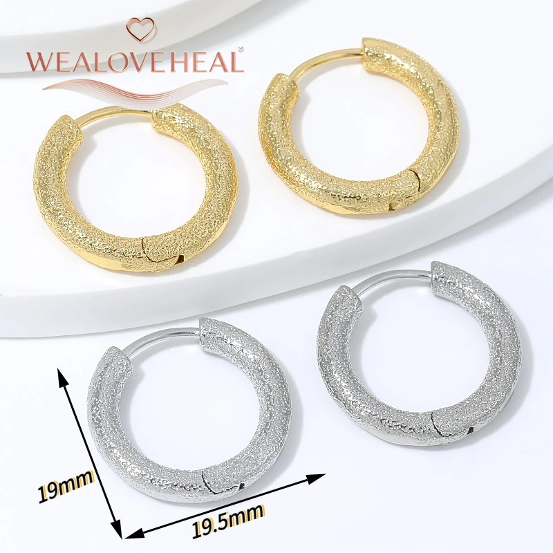 1 Paar 18K vergoldete Messing-Creolen mit matter Textur für Damen, 19,5x19mm, klobige Ohrringe für den täglichen Gebrauch, Partys oder als Geschenk – Detail 17