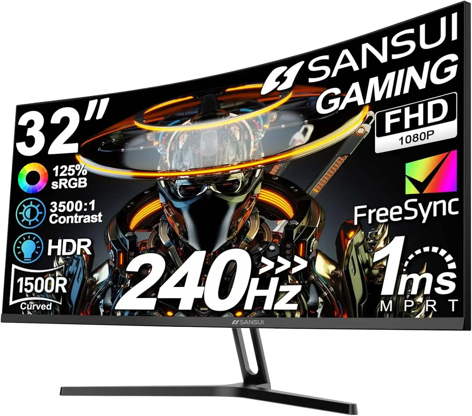 

32 Inch Curved 240Hz Gaming Monitor High Refresh Rate, FHD 1080P Gaming PC Monitor HDMI DP1.4, Curved 1500R, 1Ms MPRT, HDR,Metal