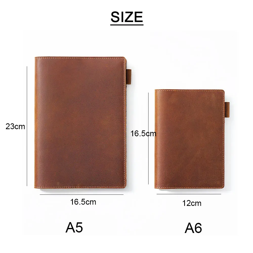 Leather Notebooks With Pen Clip Design A5 A6 Journal Blank Lined Graph Paper Office Outdoor Travel Note Books Father\'s Gift