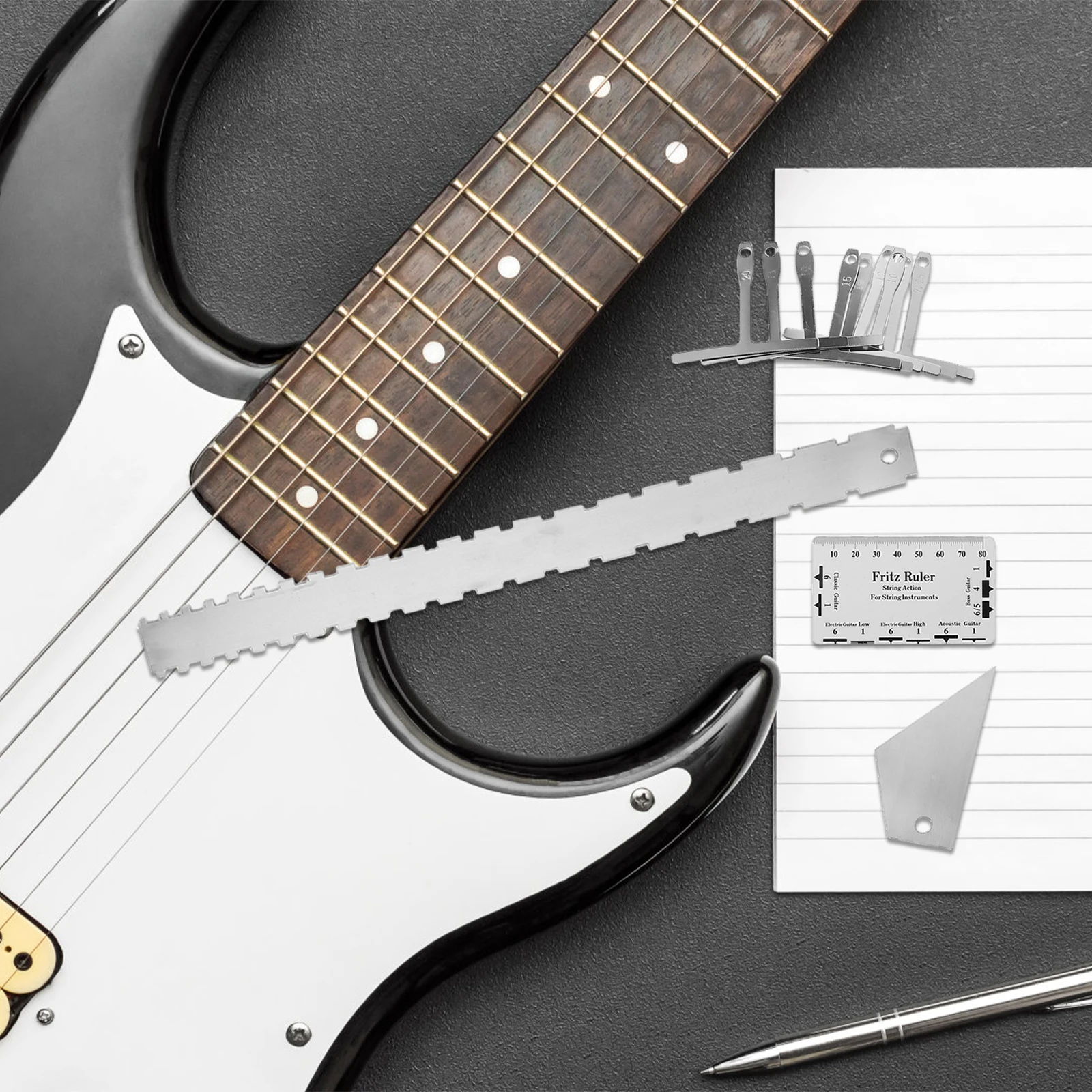 

1 Set Guitar String Action Gauge Ruler Stainless Steel Luthier Tools Precision Adjustment Fret Rocker Tool Kit For Electric