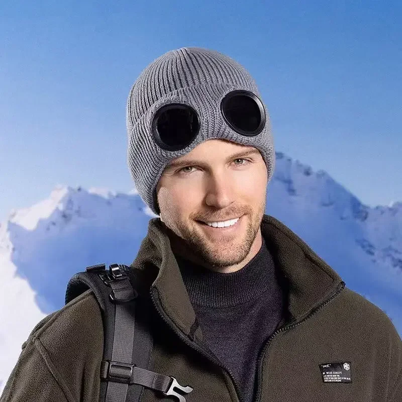 Unisex Goggle Lens Design Beanie Hat Casual Soft Comfortable Beanie for Winter Men Women Hat Trendy Spring Statements Headwear