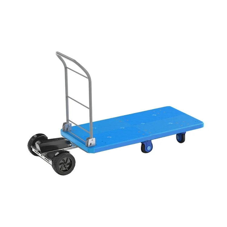 High Quality Standing Balance Truck Delivery Trolley Four Wheels Capacity Steel Blue Platform Hand Truck Trolley