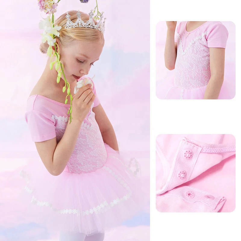 Dziecięce dziewczęce profesjonalne stroje do ćwiczeń baletowych dla dzieci, spódnica baletowa z długim lub krótkim rękawem, kostium taneczny, kostium gimnastyczny, tutu.