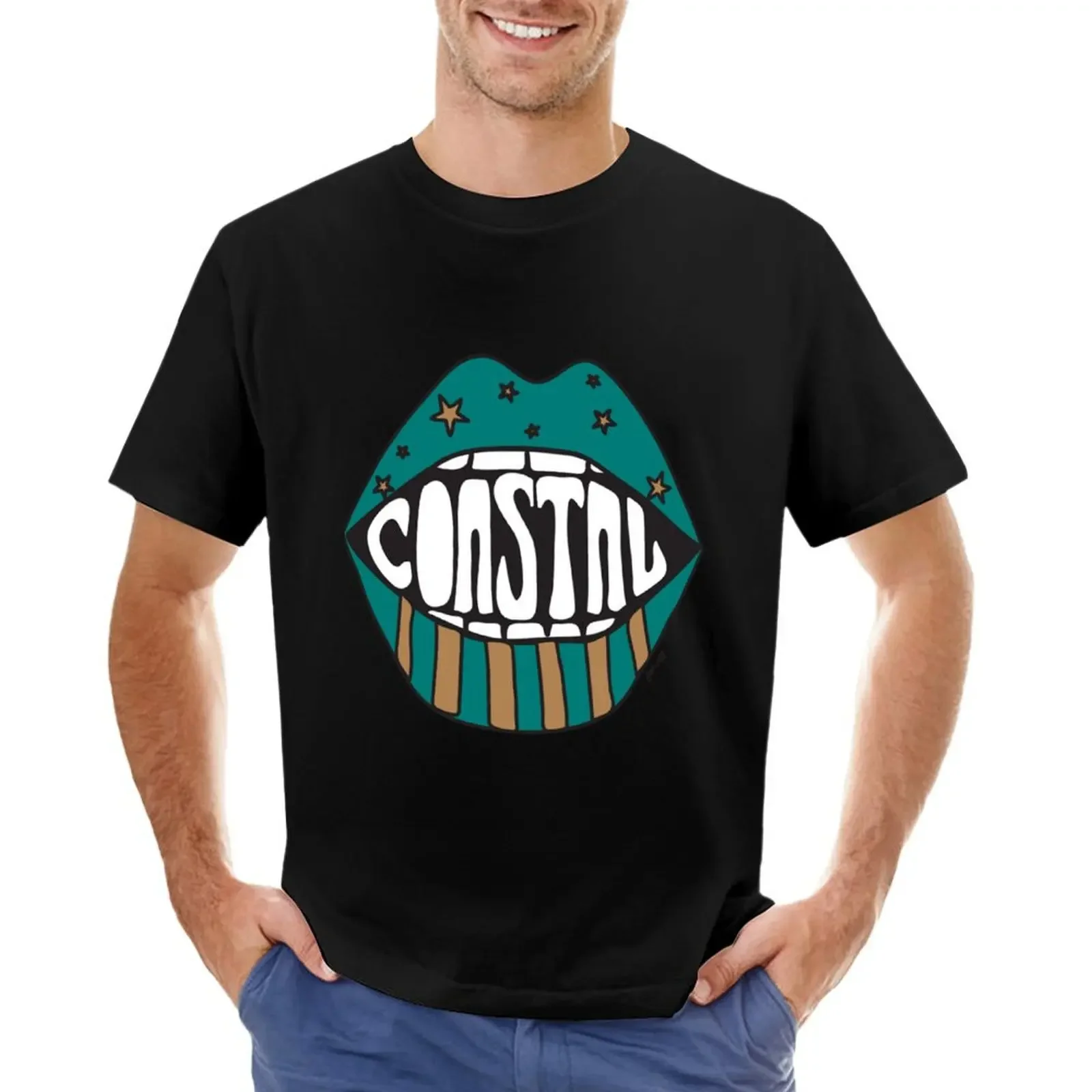 Coastal Carolina Funky Lips T-shirt boys animal print vintage cute tops sweat shirts, men