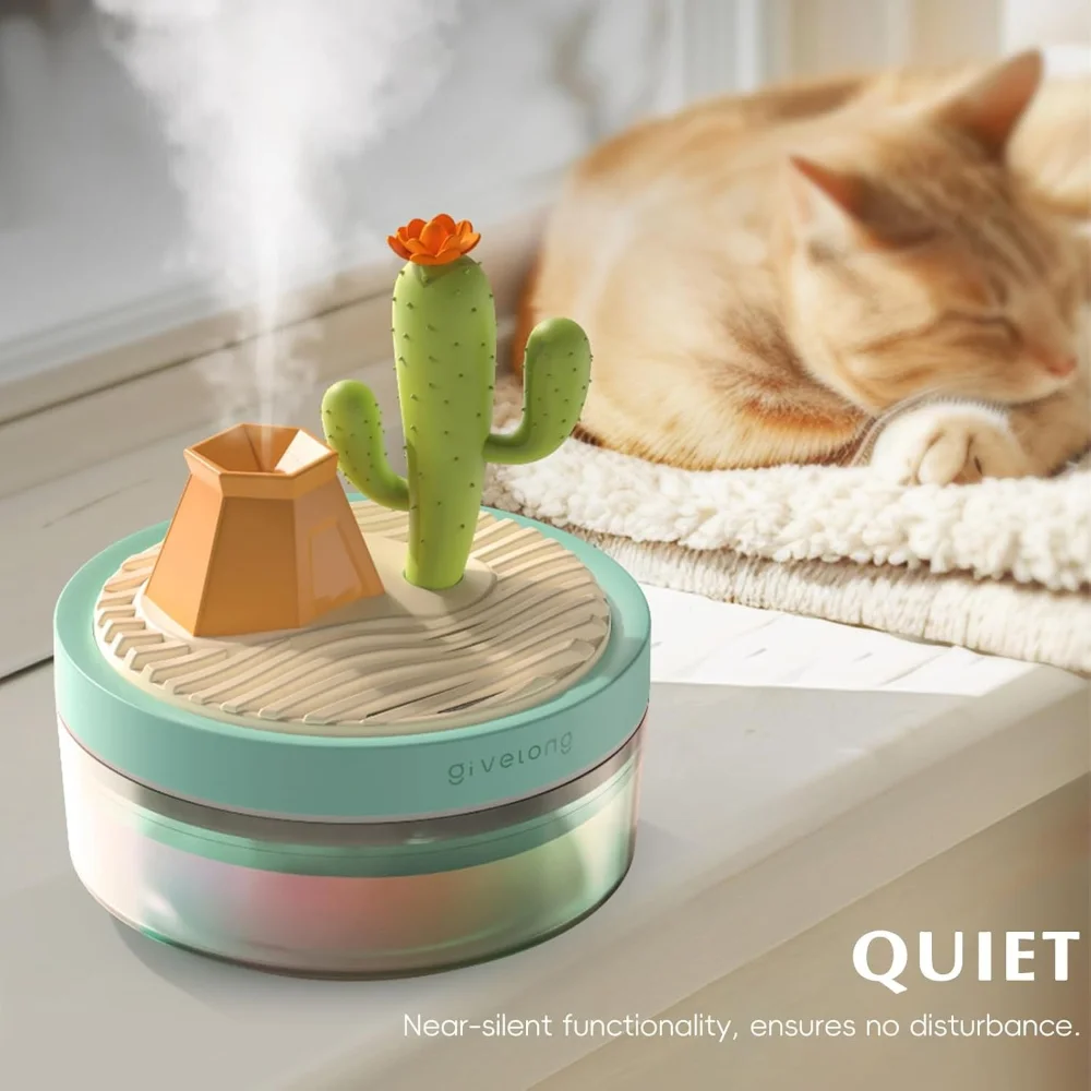 Mini Humidifier Landscape Decoration, Quiet Operation, Dual Spray Modes, Night Light & Auto Shut-Off, Ideal for Bedroom Office