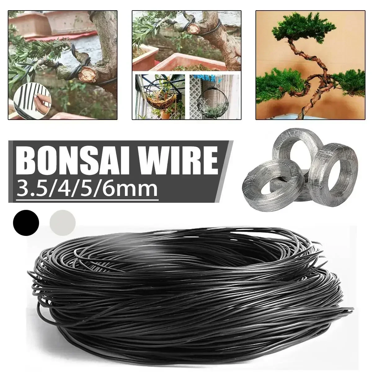 1 Roll Bonsai Wires Anodized Aluminum Bonsai Training Wire Fastener Tool Plants Styling Tree Bendable Flower Decor 2/3.5/4/5/6mm