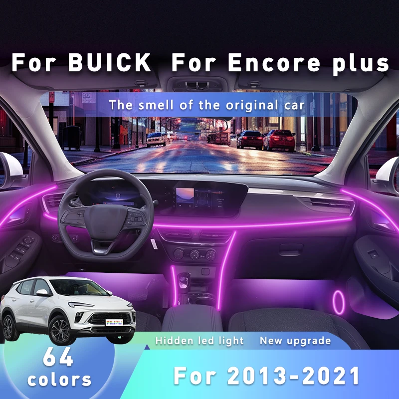 

Для BUICK ENCORE PLUS для 2013-2021 многоцветное украшение для атмосферы настроения 64 RGB автомобильные окружающие огни настроения с управлением через Bluetooth