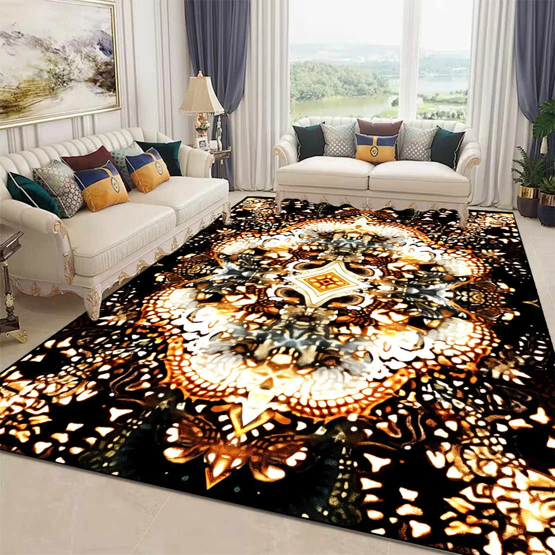 

European Luxury Carpet 3D Floral Printing Carpets for Living Room Decor Coffee Tables Mat Washable Large Area Rug for Bedroom 러그