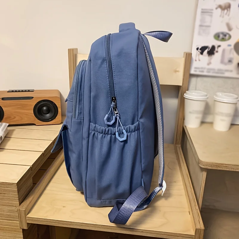 Women's Aesthetic Japanese-Inspired Large Capacity Backpack, Nylon, Ideal For School, Chic Minimalist Design Backpack With Lapto