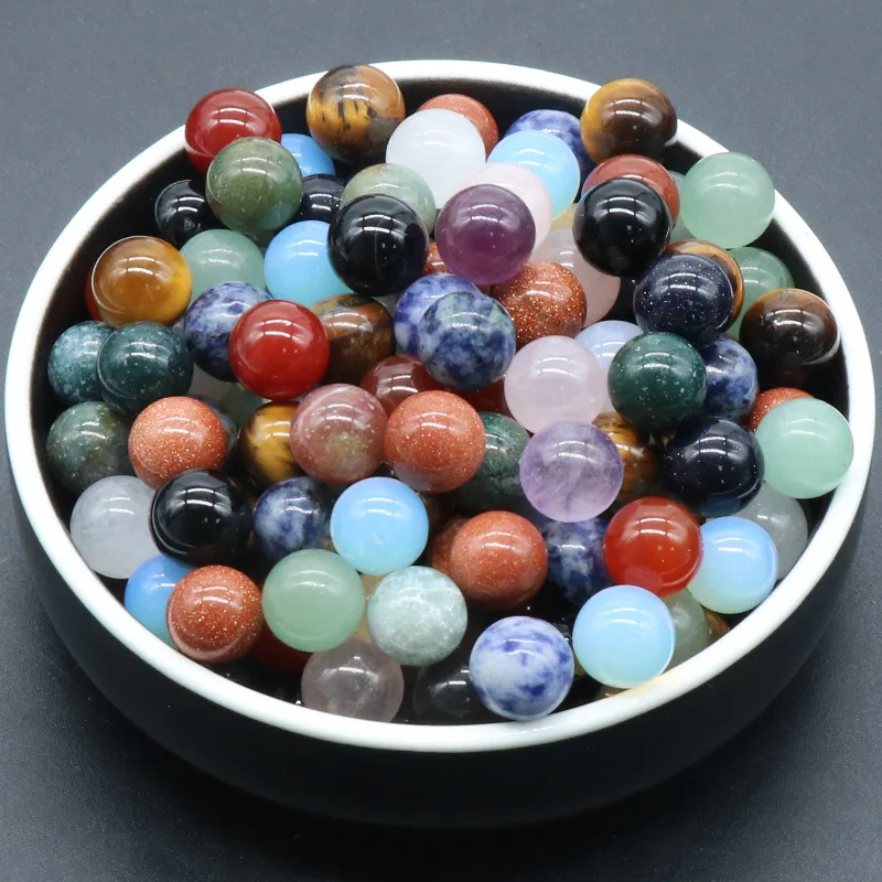 10Pcs Random Natural Stone Non-porous-ball 10mm Round Loose Beads DIY Jewelry Beads Wholesale