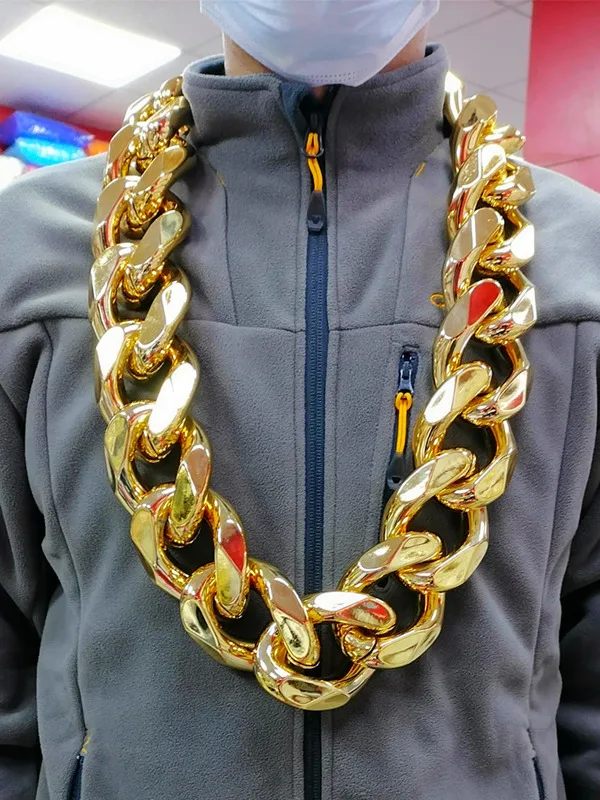 2024 Exaggerated Large Oversized Cuban Chain Necklace Plated Acrylic Big Link Chain Necklace Men Gold Rock Punk Male Pop