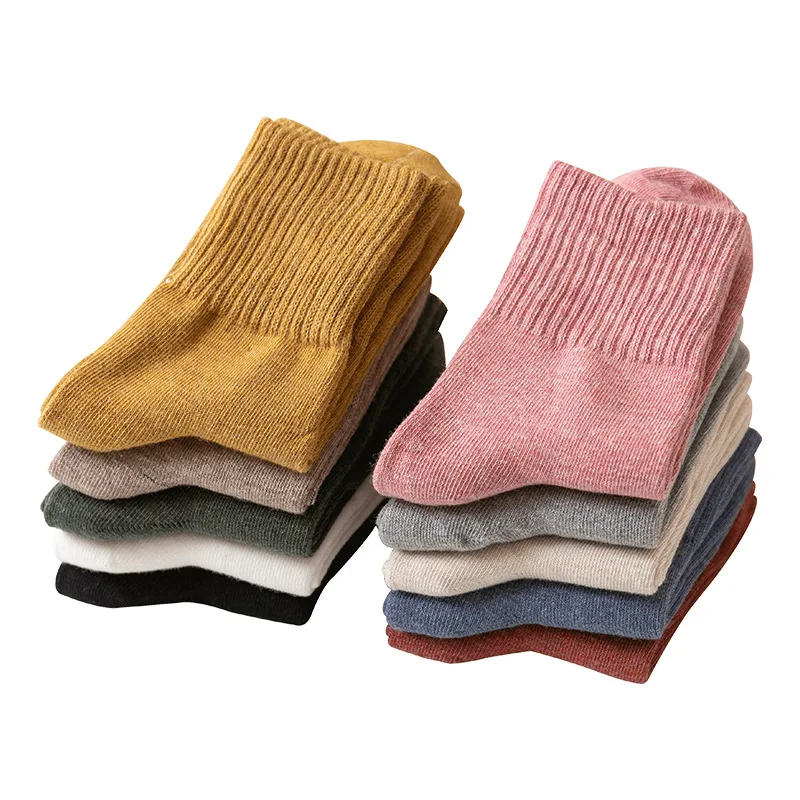 5 Pairs Pack Lot Women Socks Solid Color Warm Knitted Girl Colorful Special Comfortable Explosion Happy Cotton Socks