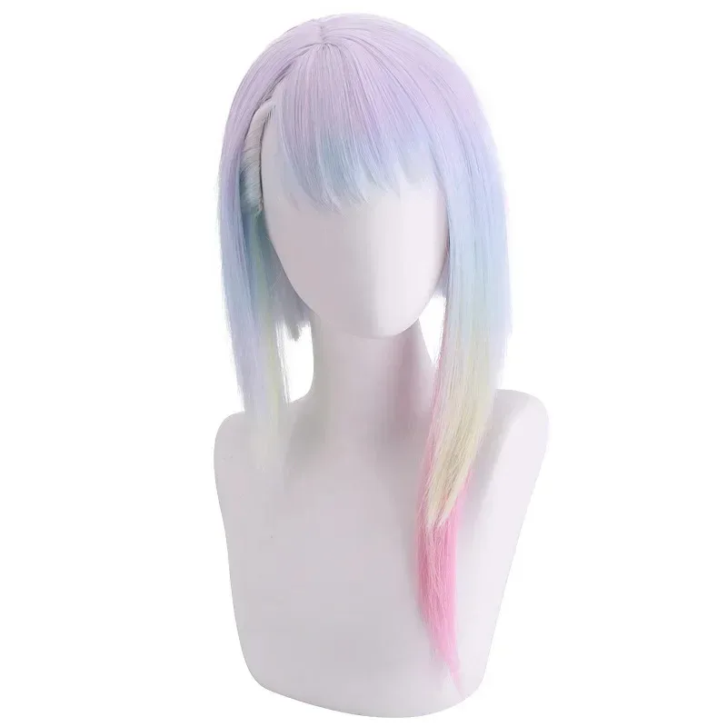 Lucy Cosplay Wig Anime Cyberpunk Edgerunners Cosplay Mixed Color Wigs Heat Resistant Synthetic Wigs  Wig Cap