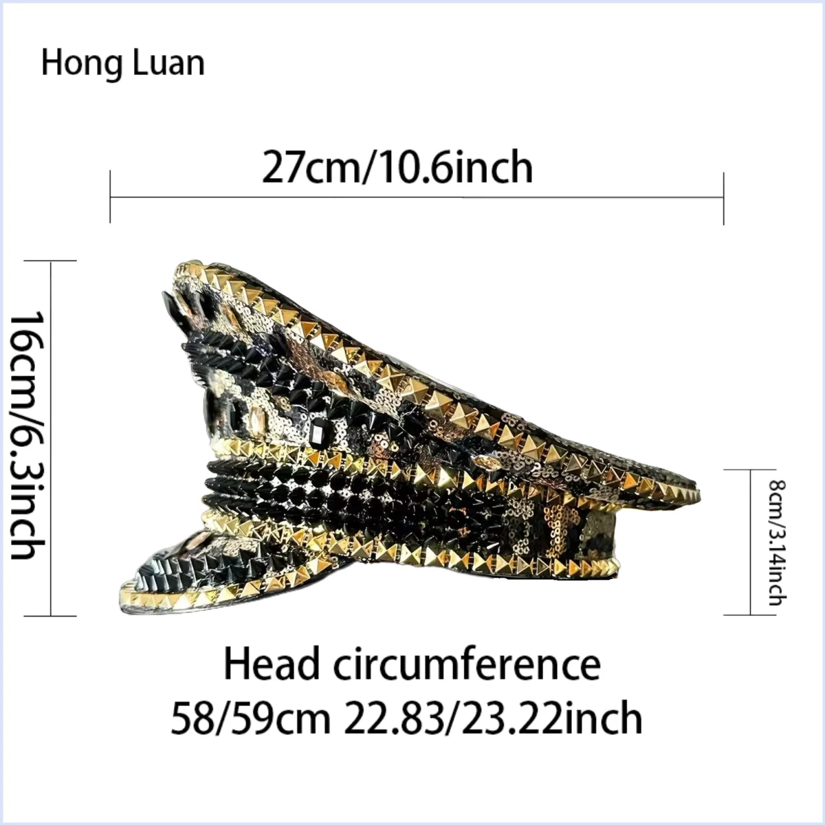

Steampunk Captain Hat Rhinestone for Music Festival, Halloween, Disco, Burning Man, Vintage Military Cap for Men & Women
