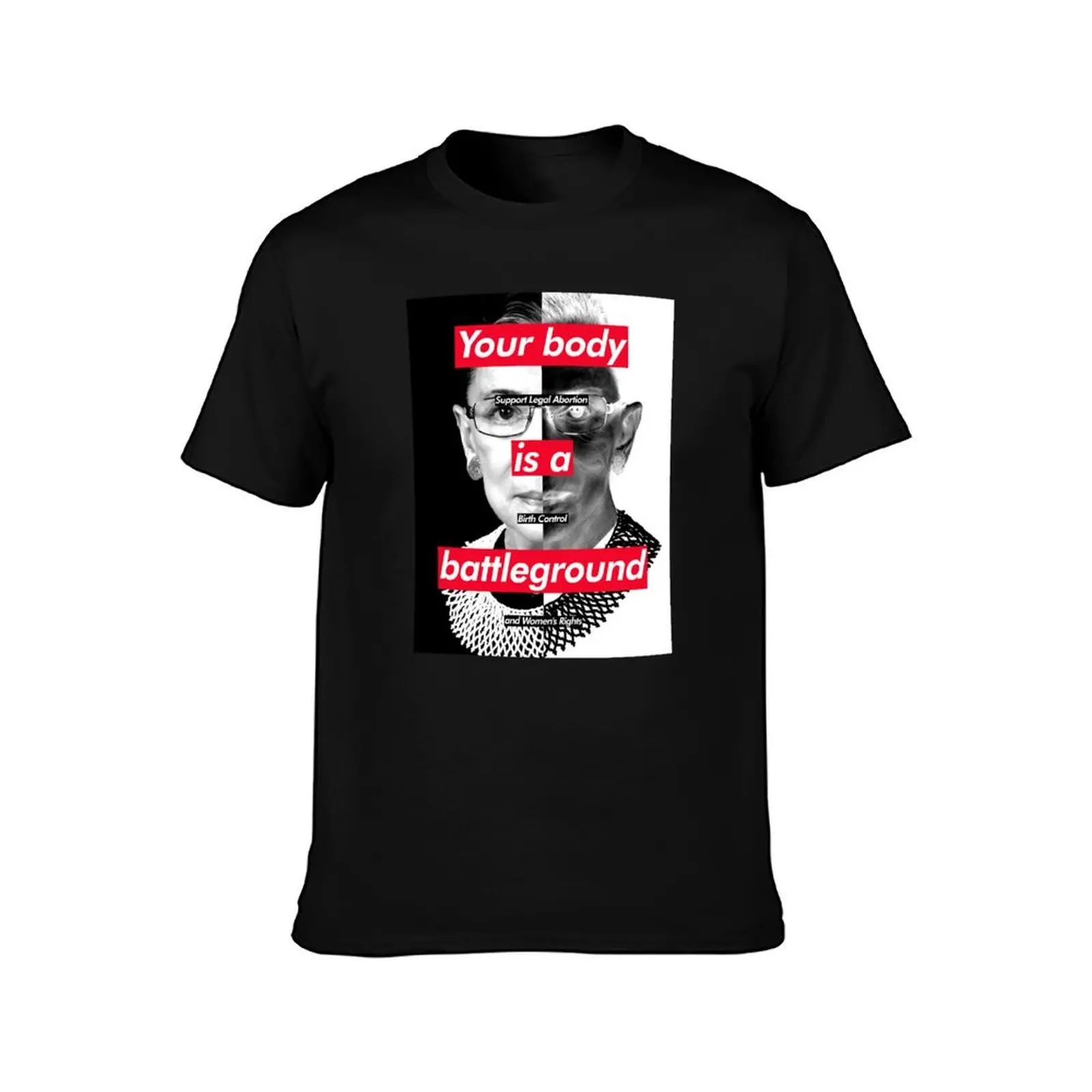 Your Body is a Battleground: RBG Barbara Kruger Homage T-Shirt, Summer Casual Cotton Tee, Oversized Streetwear Tops, 100% Cotton