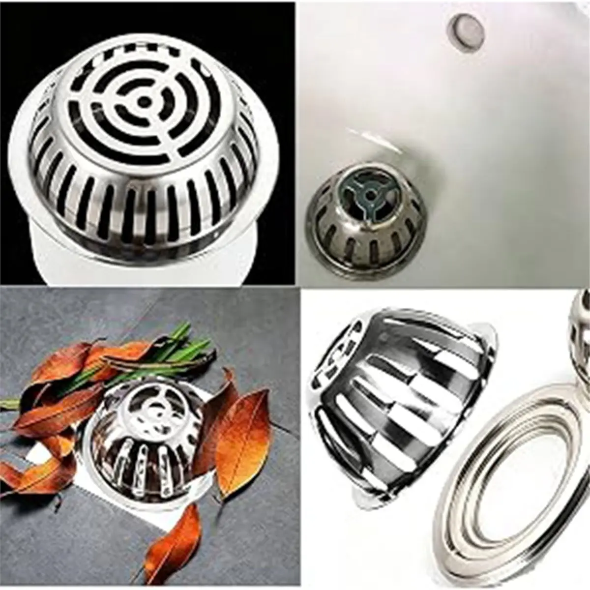 SUS304 Stainless Steel Roof Drain Cover, 5 Inch Anti-Clogging Grate Strainer 2Pcs for Indoor Outdoor Use