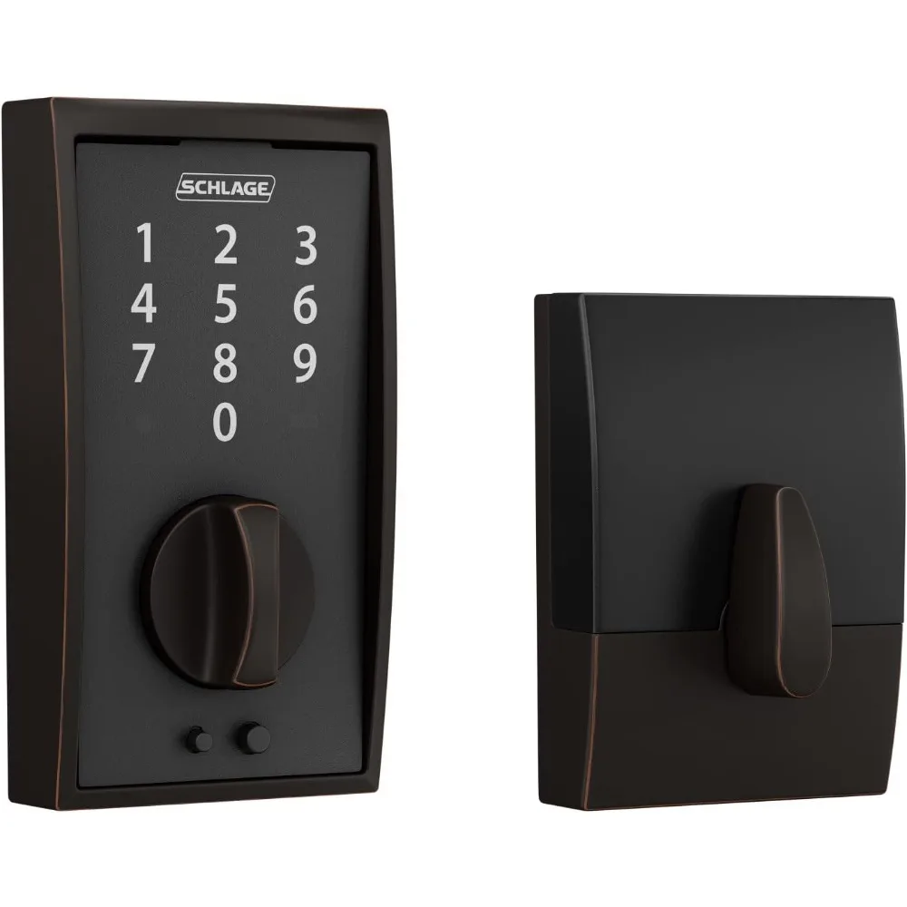 Schlage BE375 CEN 716 Touch Century Deadbolt, Electronic Keyless Entry Lock, Aged Bronze