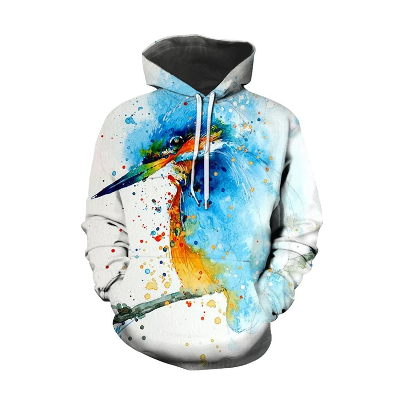 Birds Animal 3D Printed Hoodie For Men Cute Parrot Picture Long Sleeve Pullover Sweatshirt Outdoor Casual Sports Clothes Hoodies