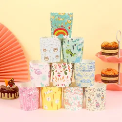 Tasses à gâteaux ronds en papier, 50 pièces, dessins animés, collations, gâteaux de Dessert, grands accessoires résistants à l'huile, four haute température, cuisine