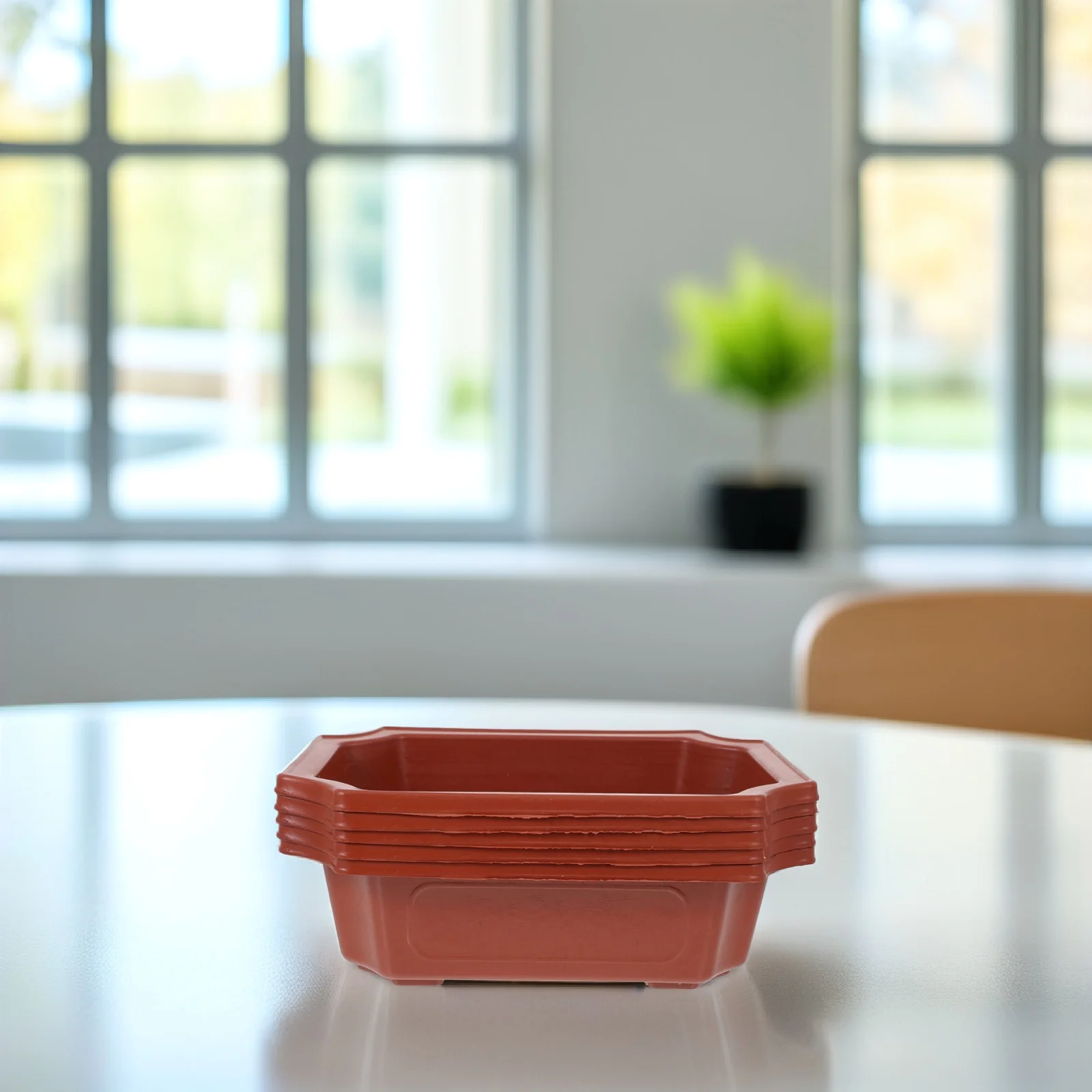 

10pcs Large Rectangle Terracotta Flowerpot Imitation Ceramic Bonsai Planting Container for Garden Succulent Cactus Indoor