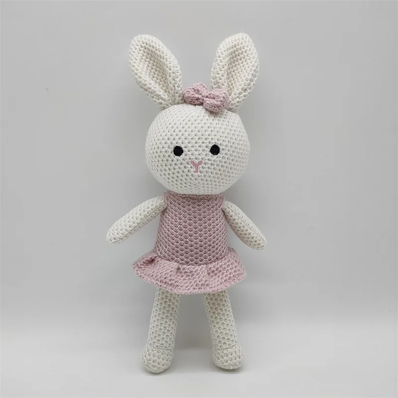 1 pcs new handmade rabbit crochet wool doll wool animal stuffed plush toy baby soothing Knitted couple rabbit Cuddle Doll