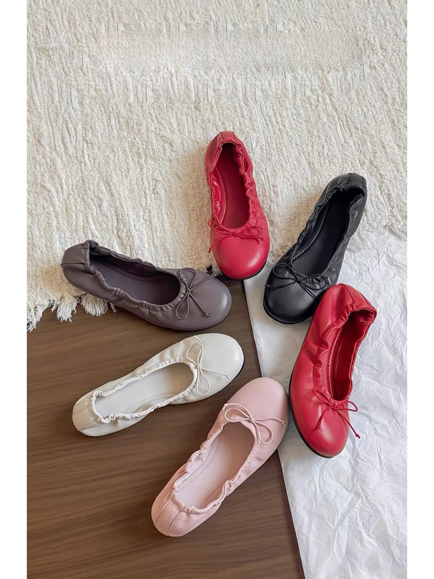 korean-style-knot-ballet-flats-women's-soft-bottom-high-rise-shoes-round-toe-low-heel-fashionable-casual-loafers