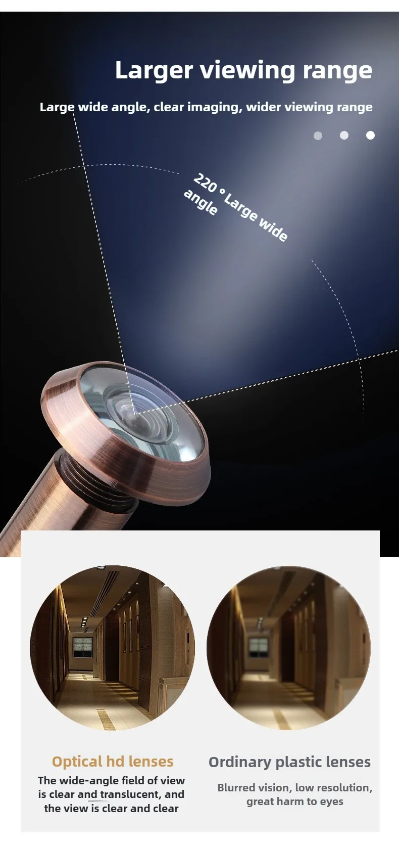 1 Stück 220-Grad-Türspion mit HD-Glaslinse, Weitwinkel-Sicherheits-Spion, verstellbare Glaslinse für Möbelbeschläge – Detail 4