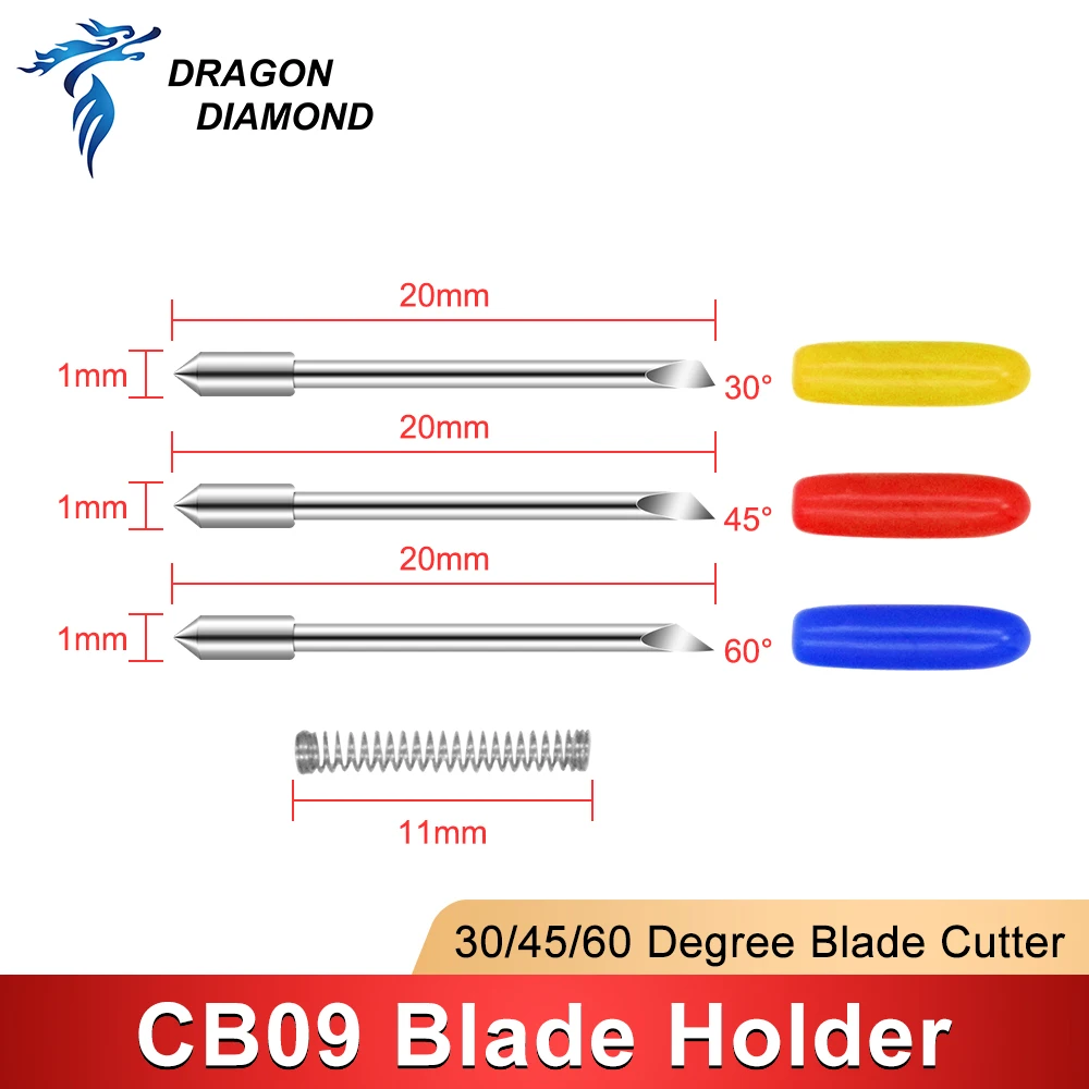 Imagem -03 - Dragão Diamante 10 Peças 30 45 60 Graus Cb09 Lâminas de Corte 1pc Graphtec Cb09 Lâmina Titular para Vinil Plotter Cortador