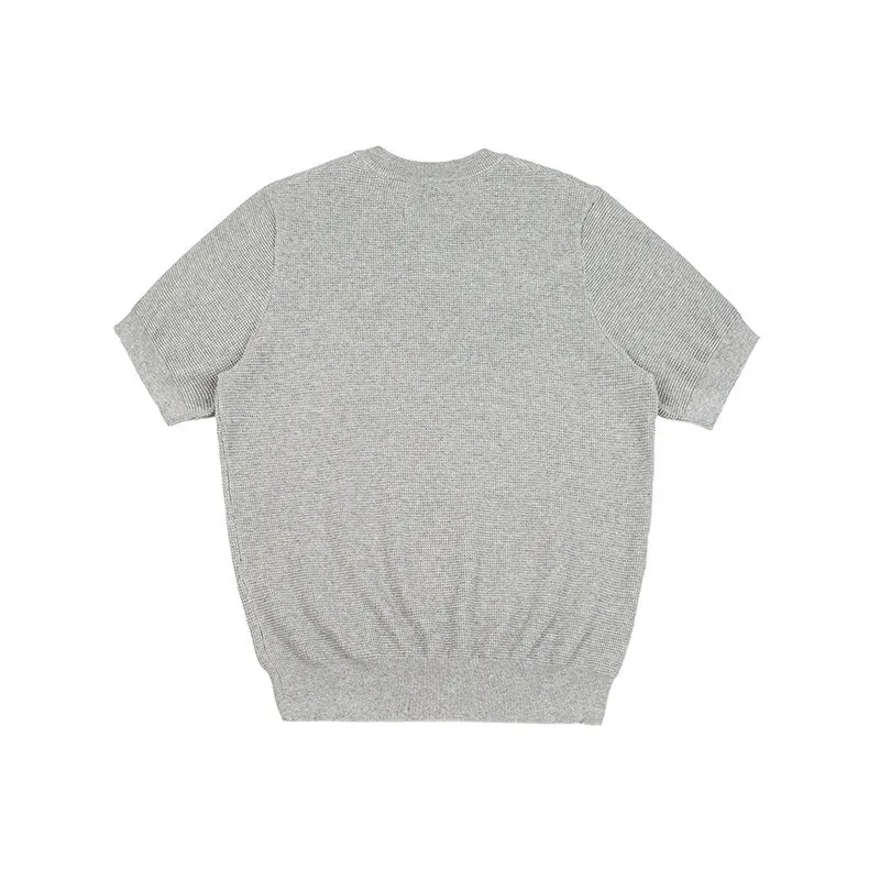 

City Fanpin Retro old money style Henry collar knitted short sleeves Korean old money style cleanfit