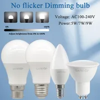5pcs E27 B22 E14 GU10 LED Bulb Dimmable 3000K/4000K/6000K Warm White/Daylight White Indoor Flood Light Bulbs Recessed Lighting