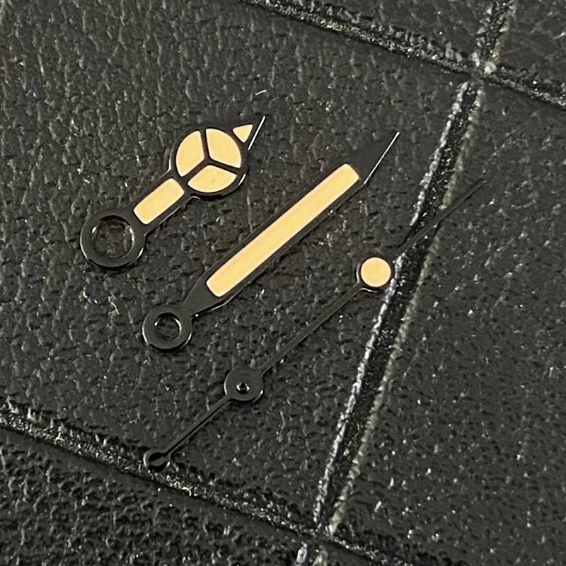 Jarum Set Jam Tangan Bercahaya Hijau dengan Tepi Hitam Perak - Oranye Abu-abu Putih Kompatibel dengan Gerakan NH35/36/4R Jepang